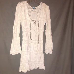 ⭐️Crochet dress with leather tie detail (M)